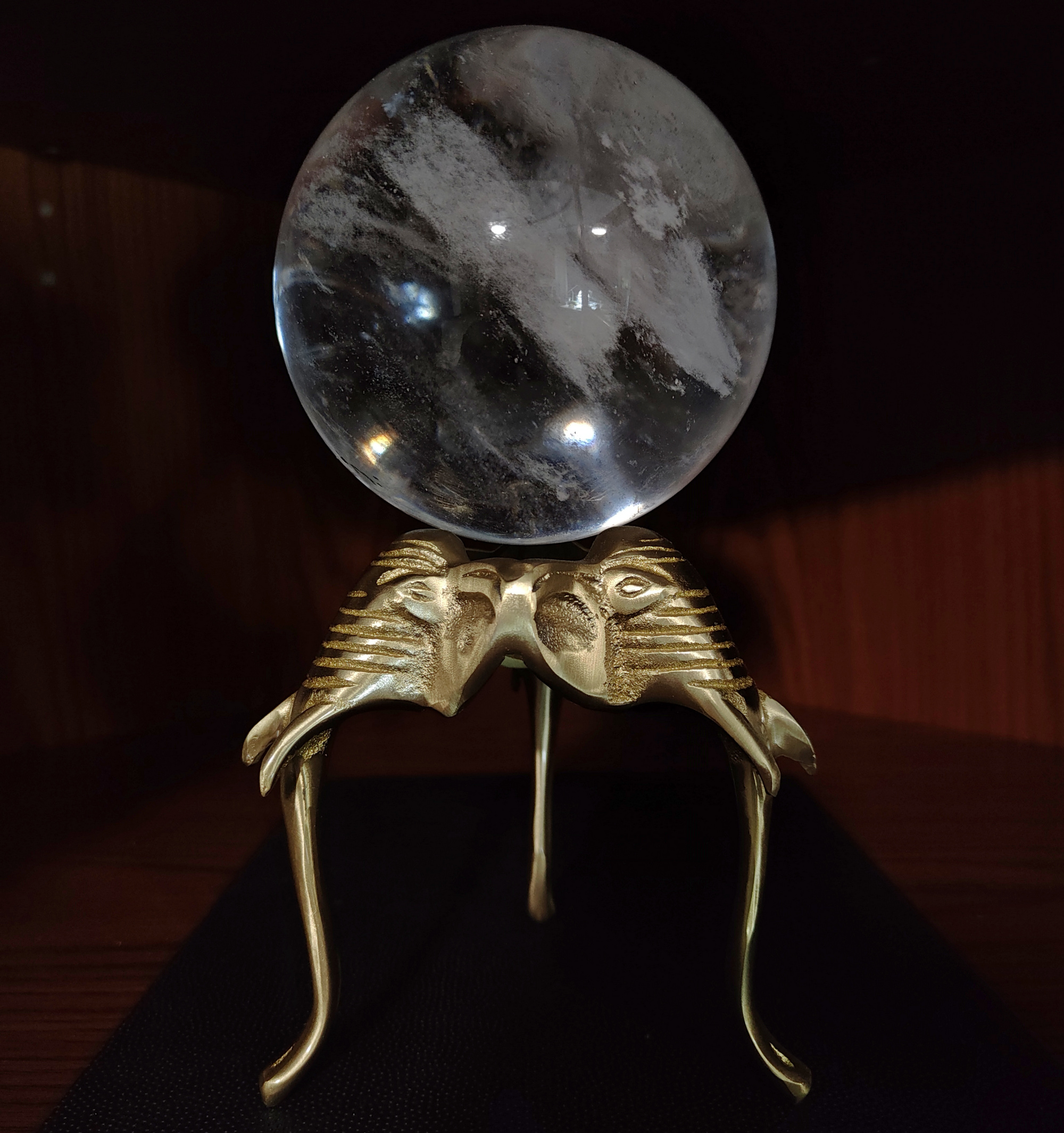 Elephant Design Crystal Ball Display Stand Home Decor Brass Elephant Crystals & Spheres Display Stand