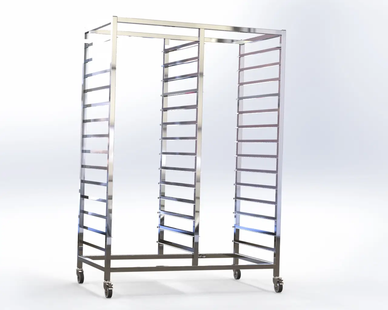 Regał cukierniczy z kółkami do pojemników gastronomicznych GN 2/1, 28 poziomów 1160x660x1680mm