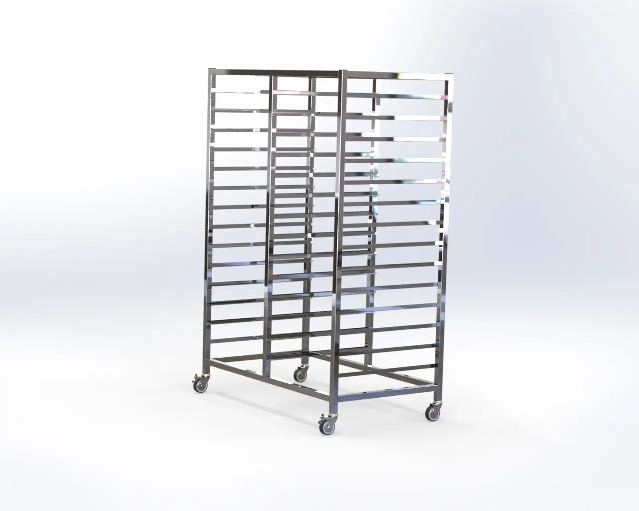 Regał cukierniczy z kółkami do pojemników gastronomicznych GN 2/1, 28 poziomów 1160x660x1680mm