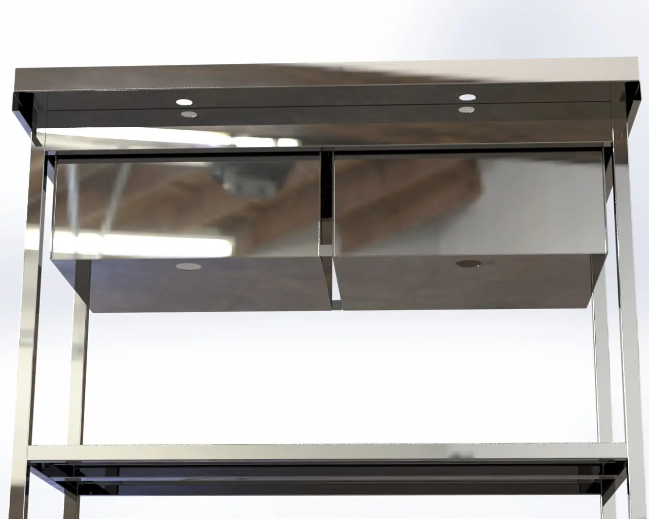 Przemysłowy zlew dwuczęściowy z płytą ścienną i półką