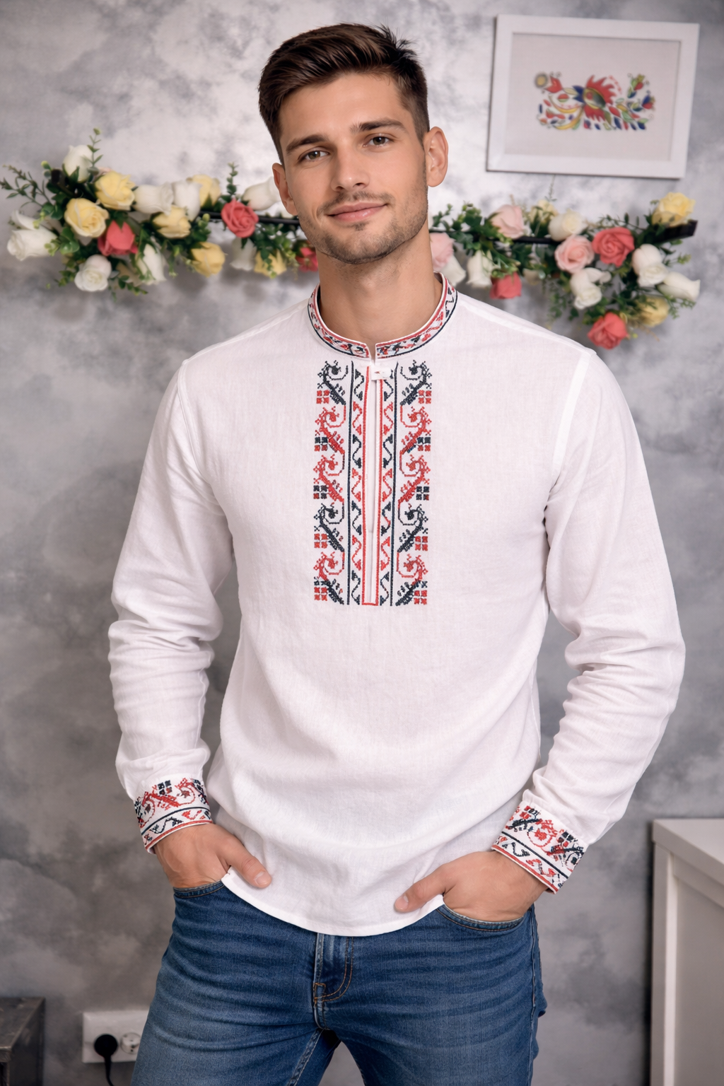 Бродирана фолклорна риза