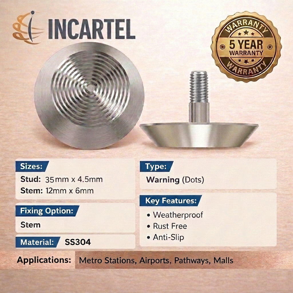 Stainless Steel Tactile Warning Stud With Concentric Rings Pattern on Top - SS304 (pack of 10 pcs)
