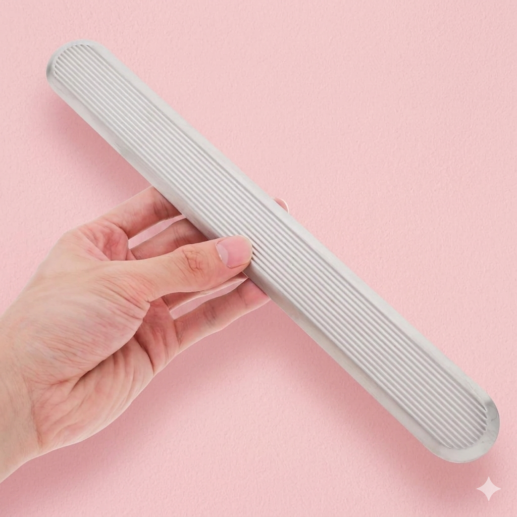 SS304 Stainless Steel Directional Tactile Strip with 3M Self-Adhesive | Linear Pattern Machine Finish Blind Guidance Indicator