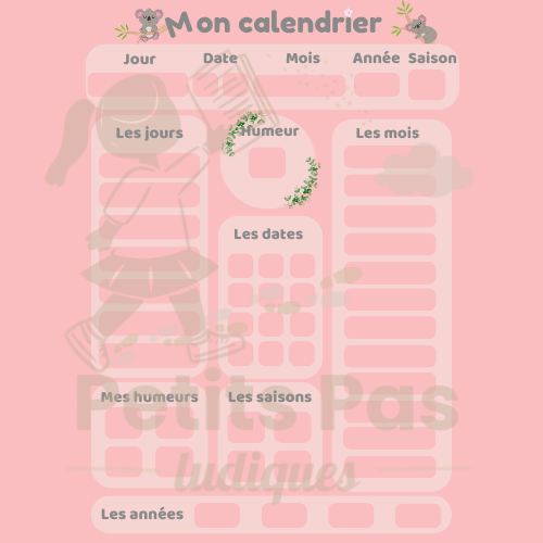 Calendrier ludique pour enfants Koala - Apprends en t'amusant !