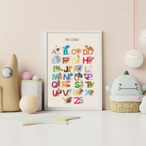 Affiche Alphabet Illustrée – Apprentissage Ludique pour les Enfants