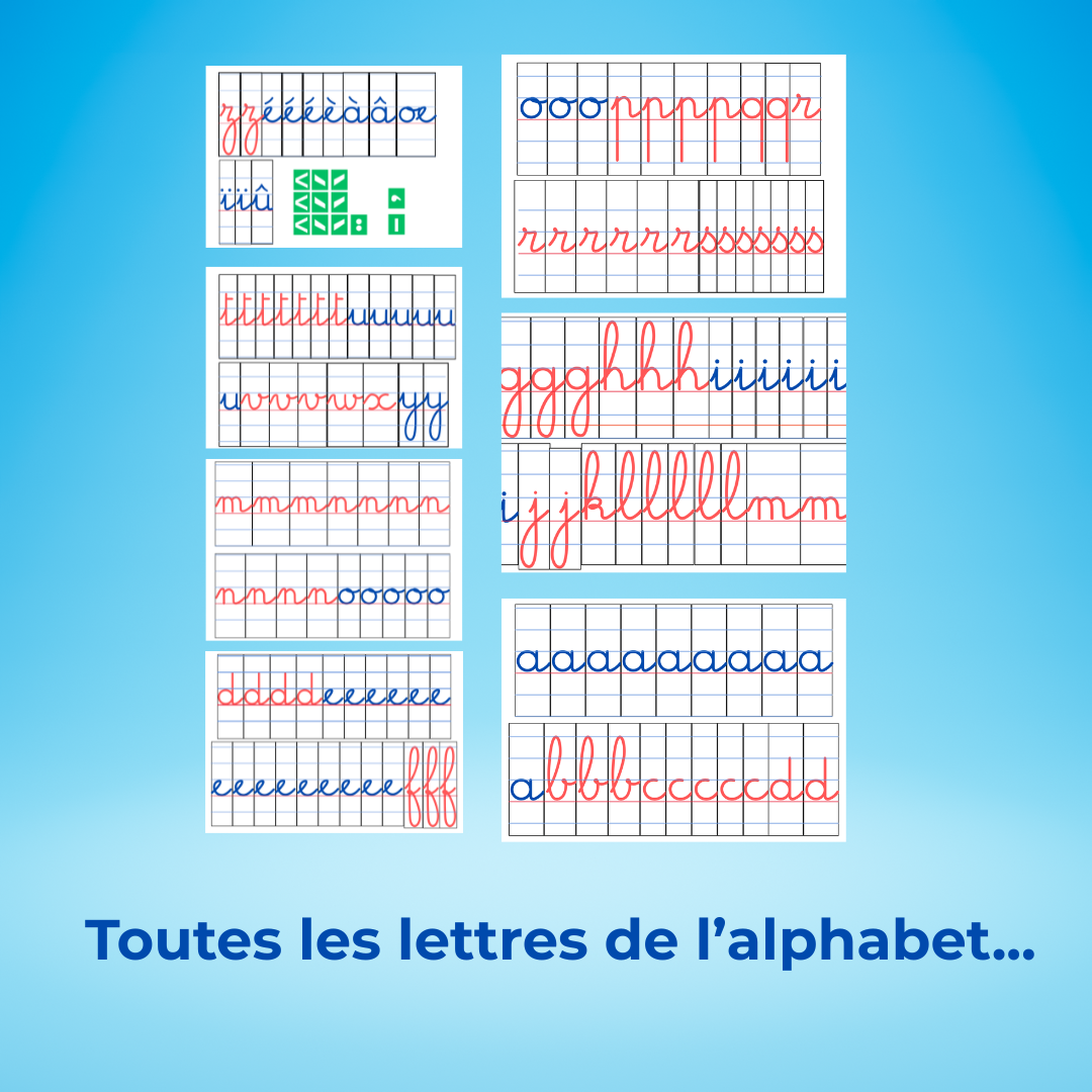 Lettre de l'alphabet mobile minuscule et majuscule inspiré Montessori avec cartes de nomenclature et tapis d'écriture à imprimer 4 ans