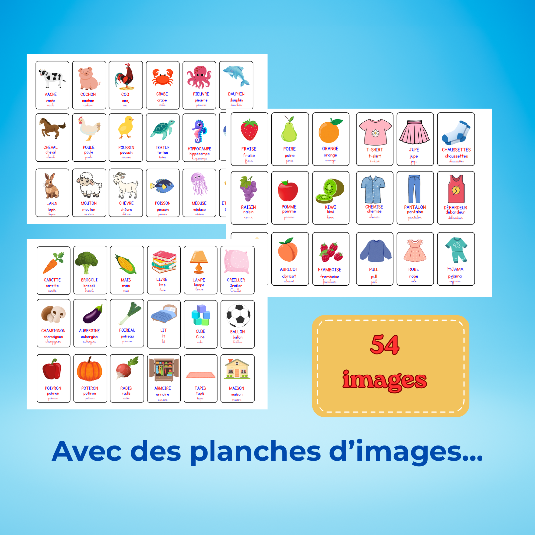 Lettre de l'alphabet mobile minuscule et majuscule inspiré Montessori avec cartes de nomenclature et tapis d'écriture à imprimer 4 ans