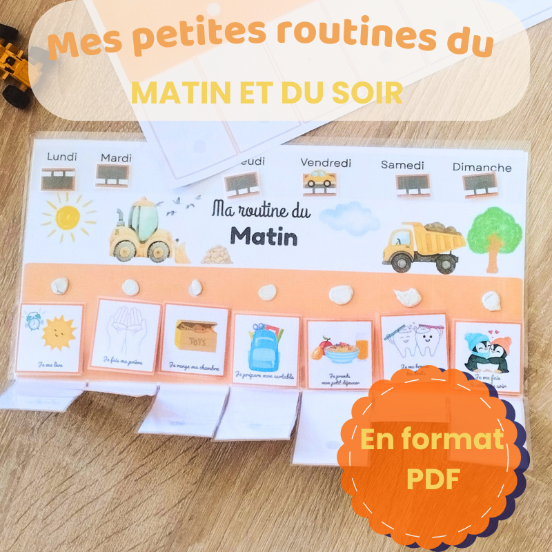 Tableau de routine enfant des tâches quotidiennes matin et soir avec cartes à imprimer Autonomie et organisation ludique en PDF