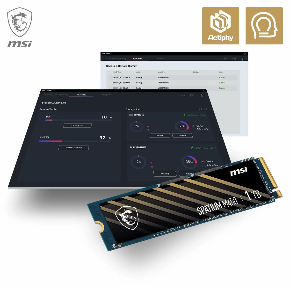 Disque dur MSI SPATIUM M450  1 To SSD 