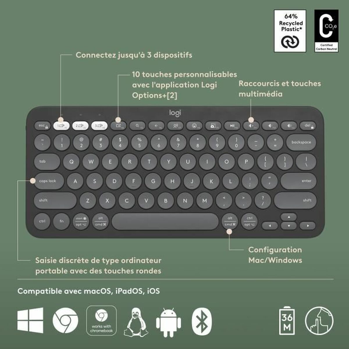 Clavier Bluetooth avec Support pour Tablette Logitech