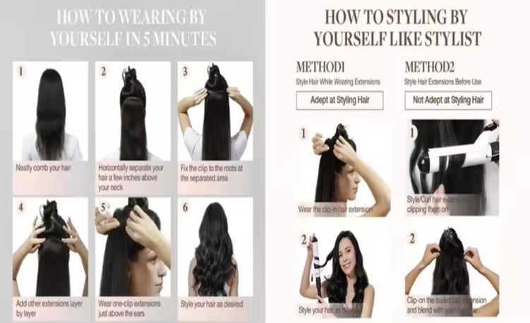 7 pieces of 100% natural hair clips 22 inch