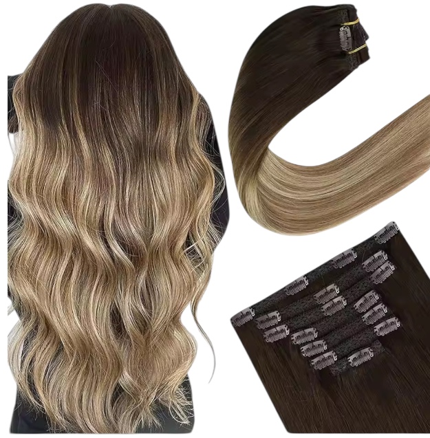 7 pieces of 100% natural hair clips 22 inch