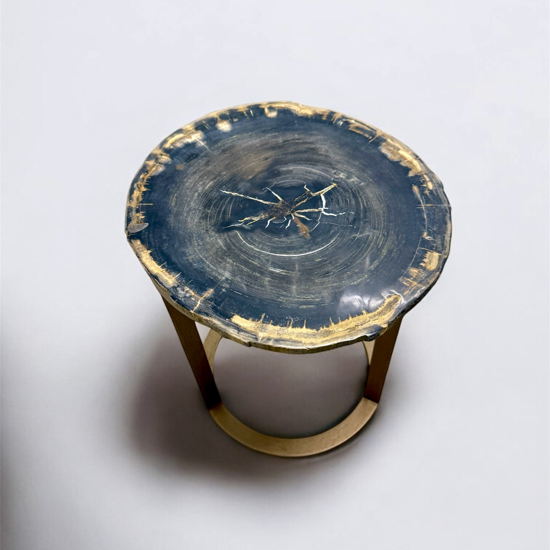 Petrified Wood Side Table with Kalangan Base
