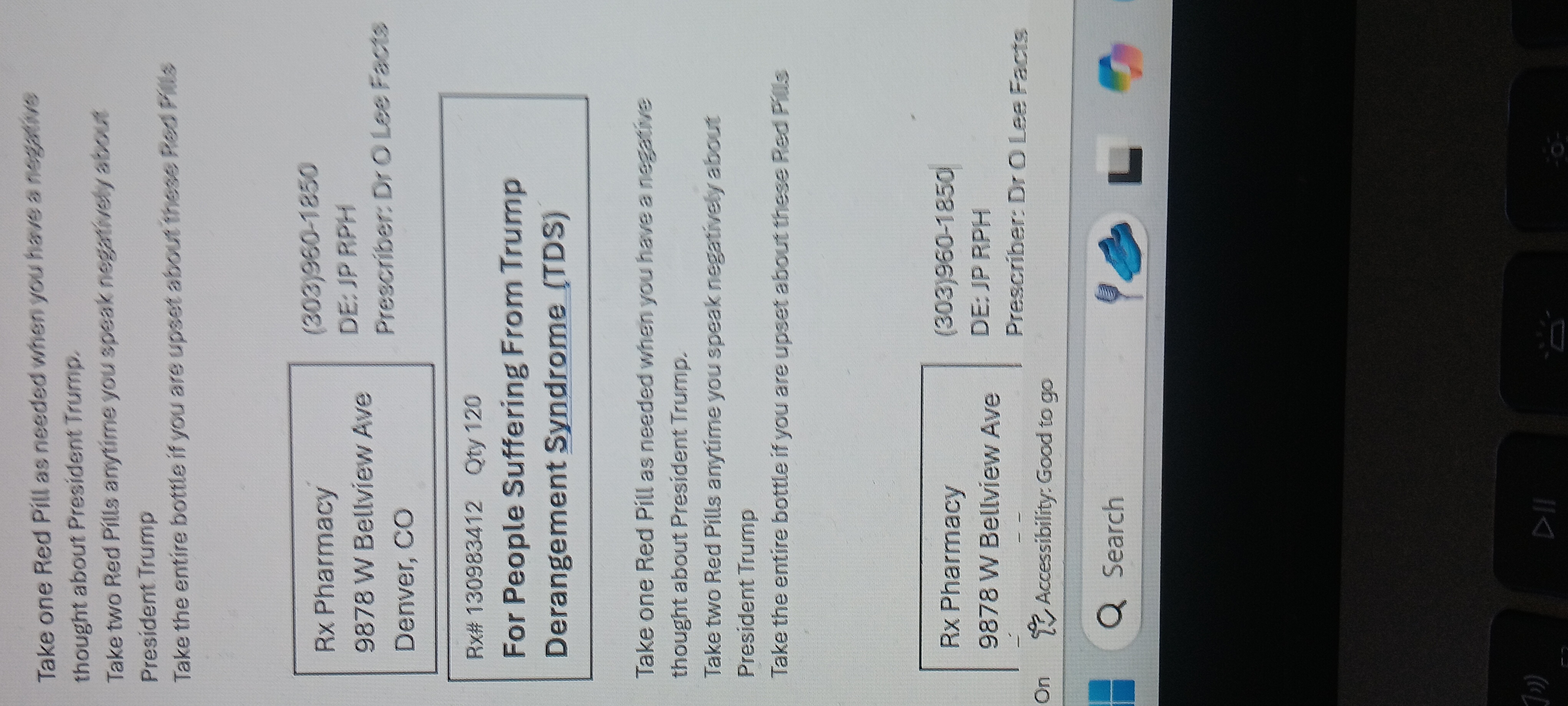 Gag (fake) Prescription for TDS