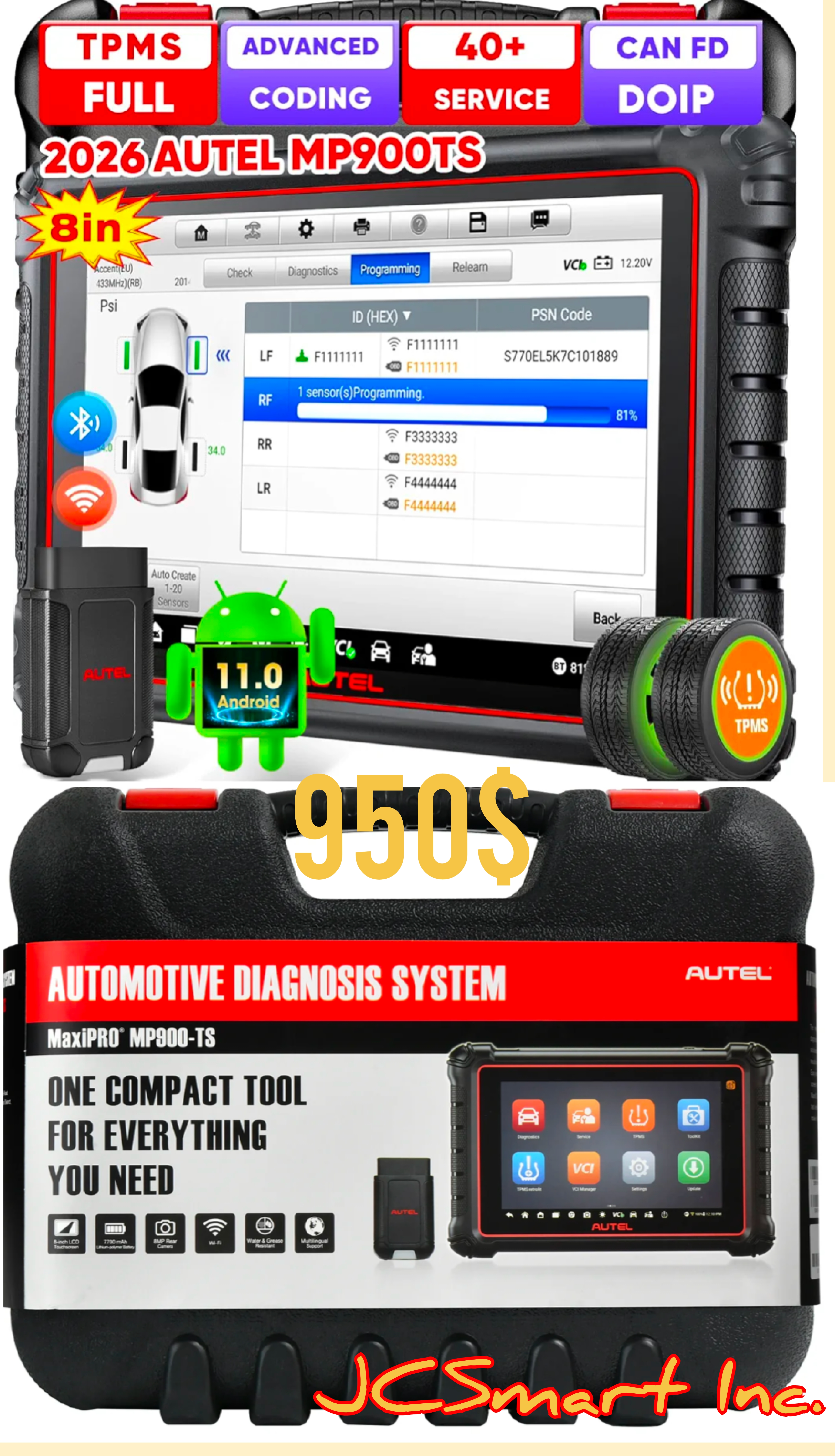 Autel MP900TS PRO Scanner – TPMS + ECU Coding | 40+ Services (2026)
