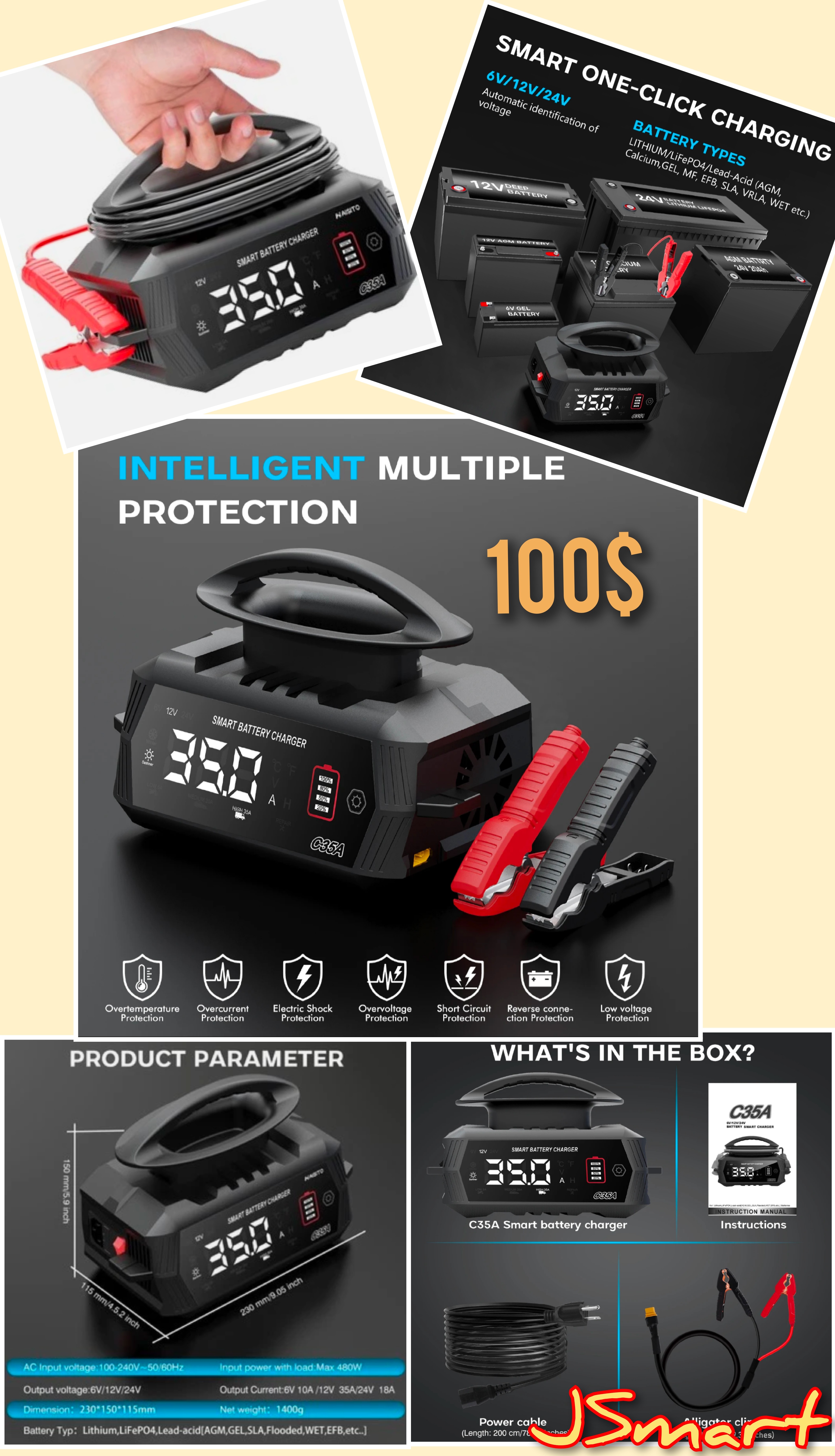 JSmart Car Battery Charger