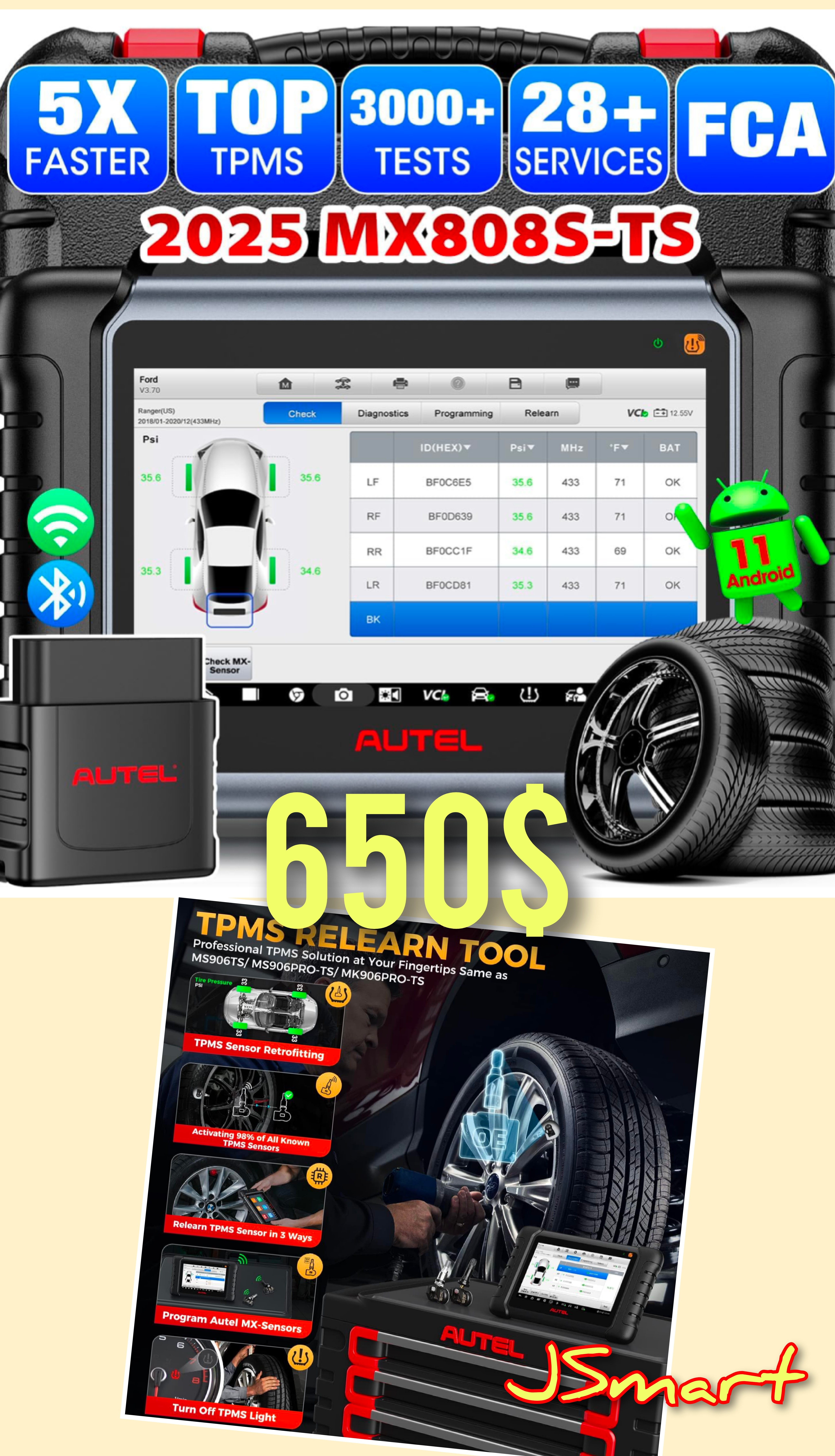 Autel 2025 MX808S-TS TPMS Relearn Tool