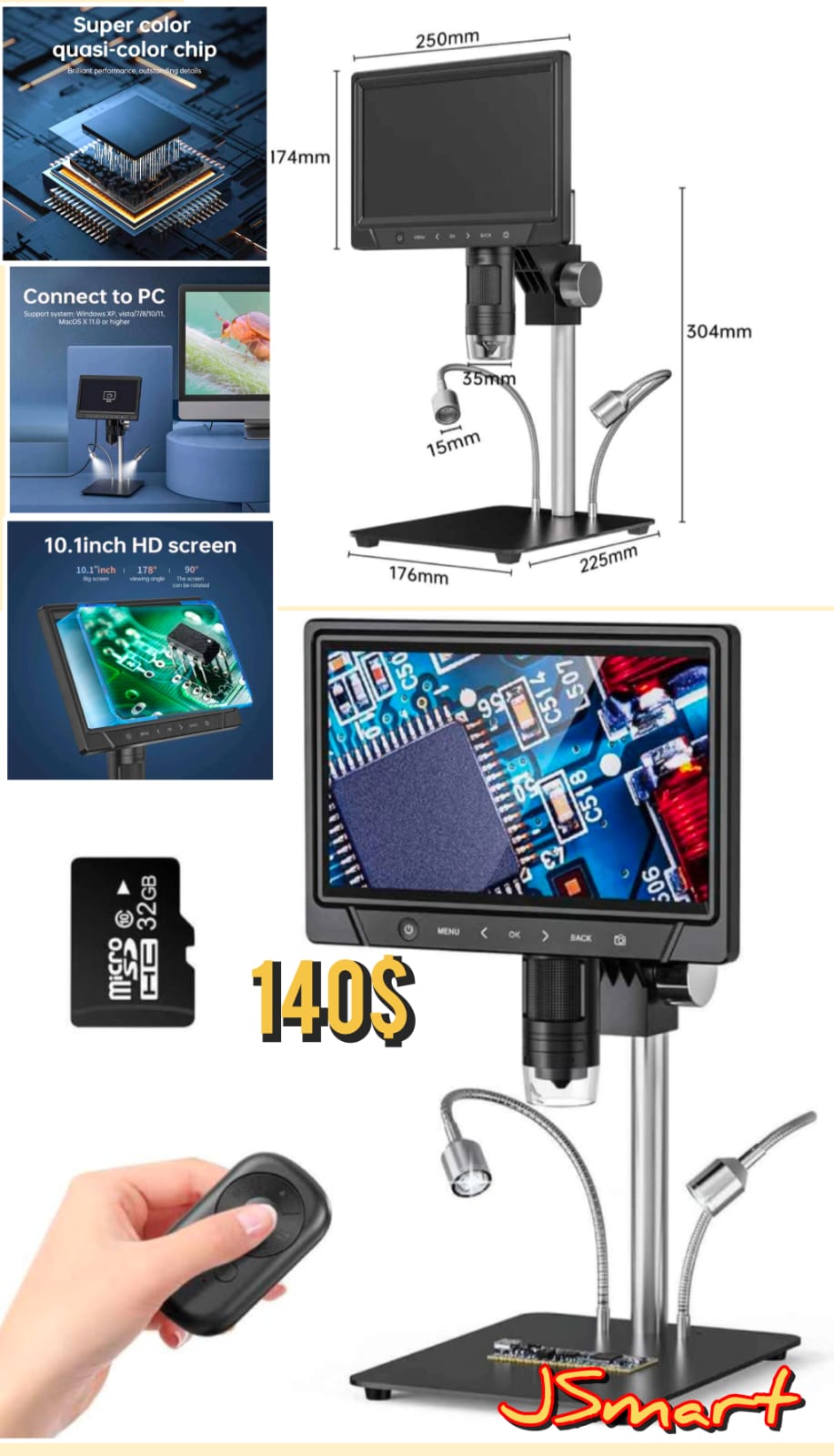Digital Microscope with 10.1-inch HD Screen