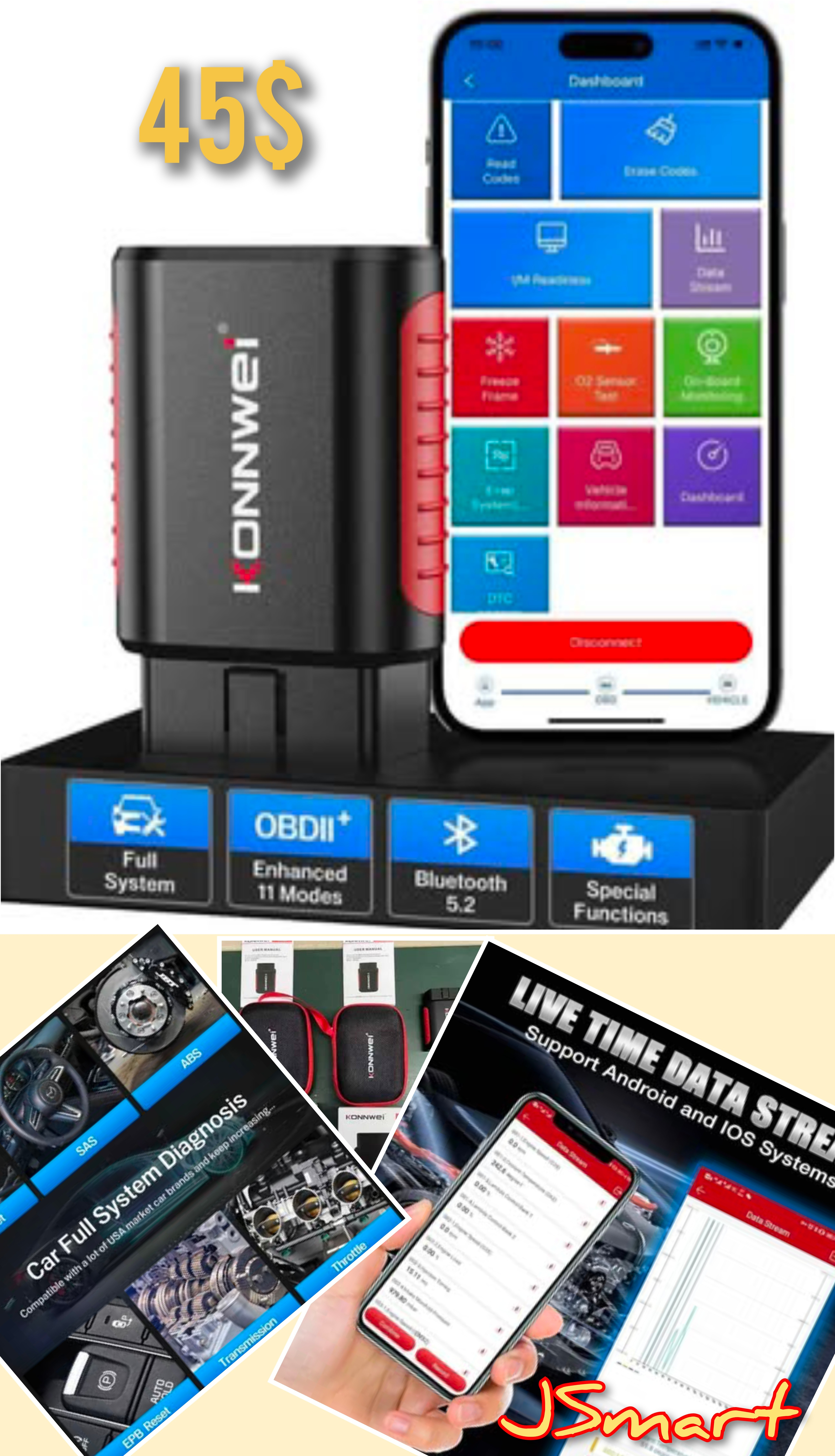 KONNWEI OBDII Bluetooth Car Diagnostic Tool