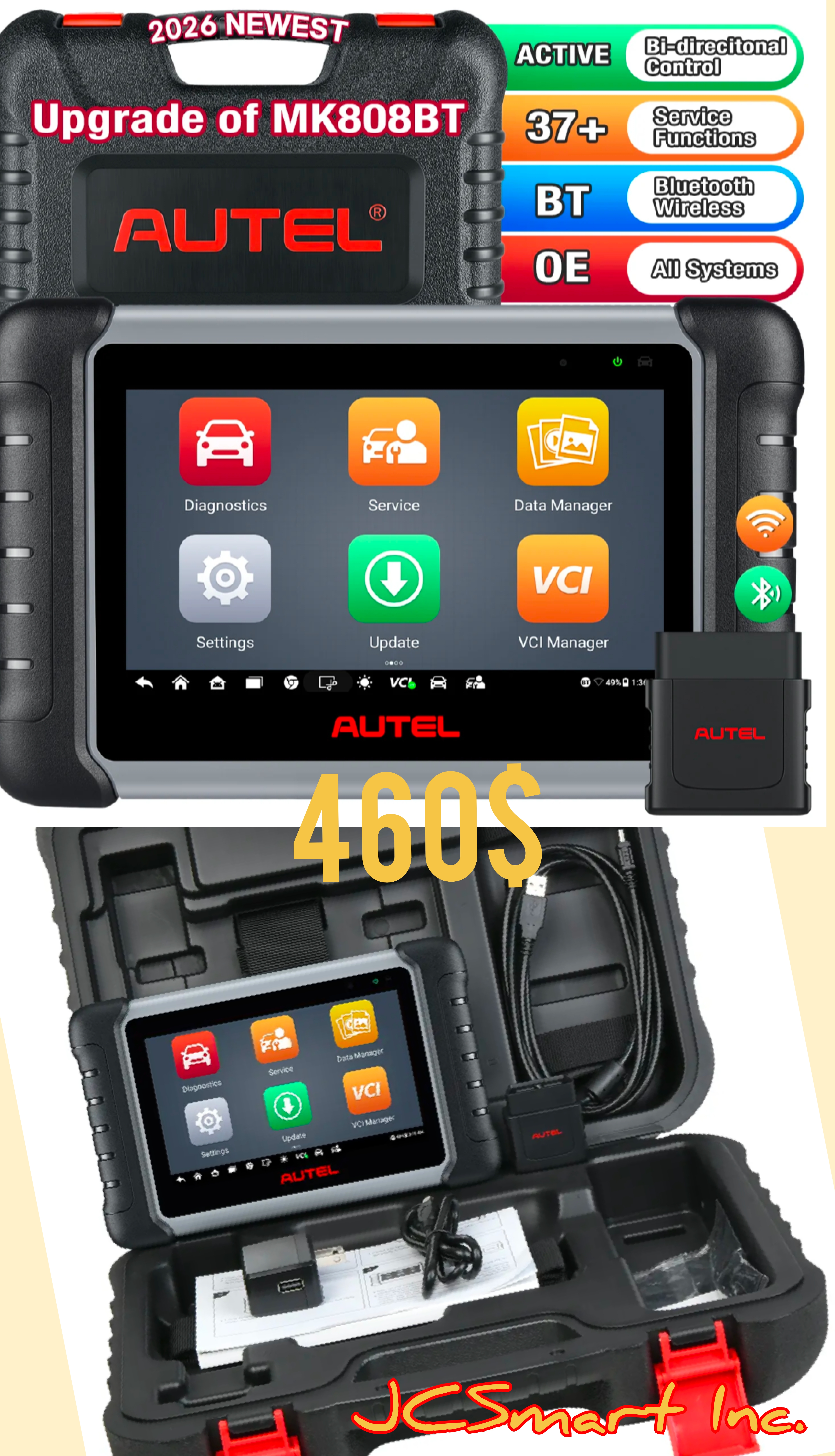 Autel MaxiCOM MK808BT PRO+ 2026 | Bidirectional Diagnostic Scanner | FCA AutoAuth