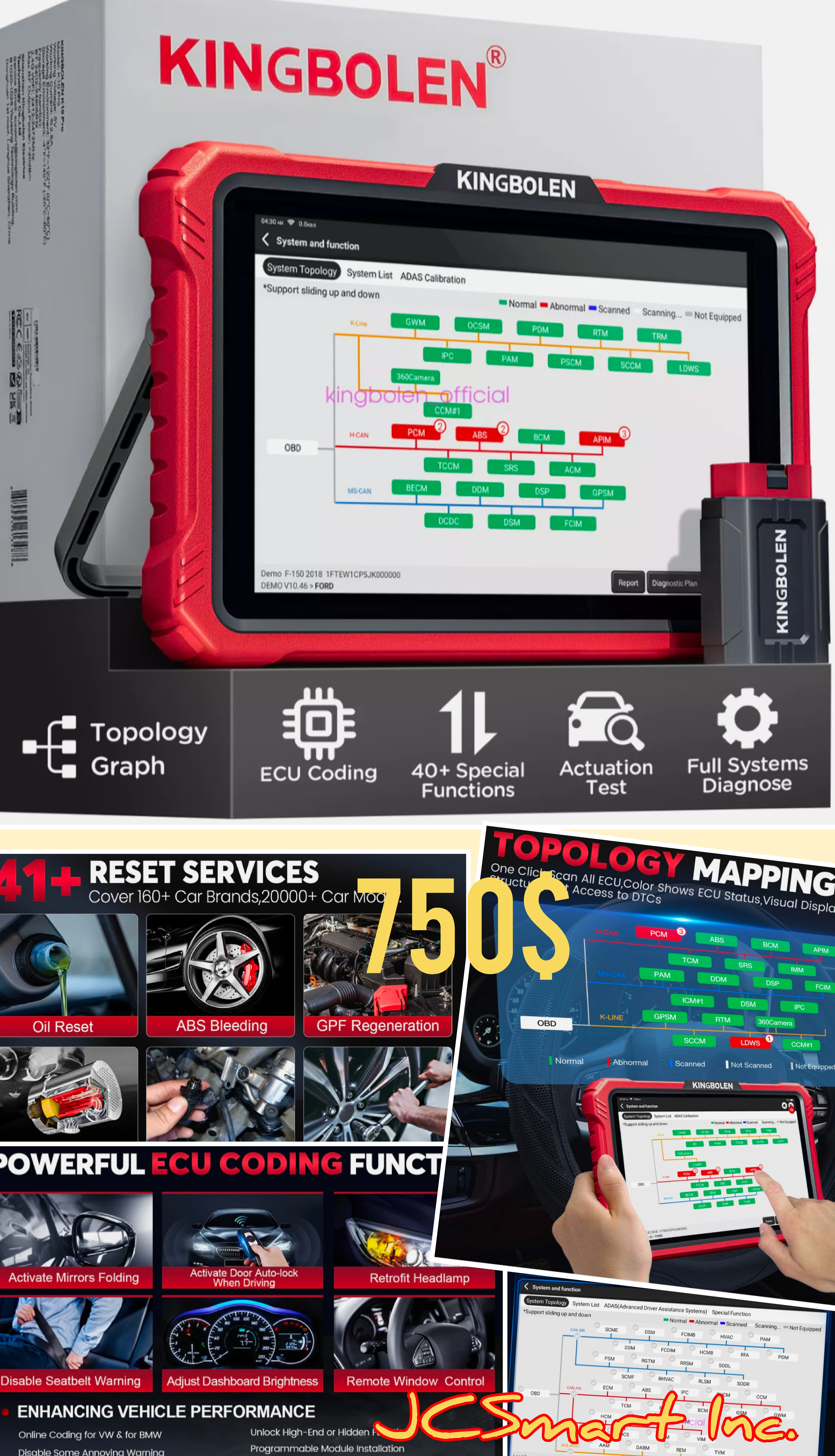 KINGBOLEN K10 Pro 2026 Elite Diagnostic Scanner – ECU Coding & Topology