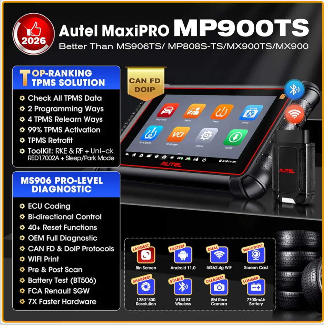 Autel MP900TS PRO Scanner – TPMS + ECU Coding | 40+ Services (2026)