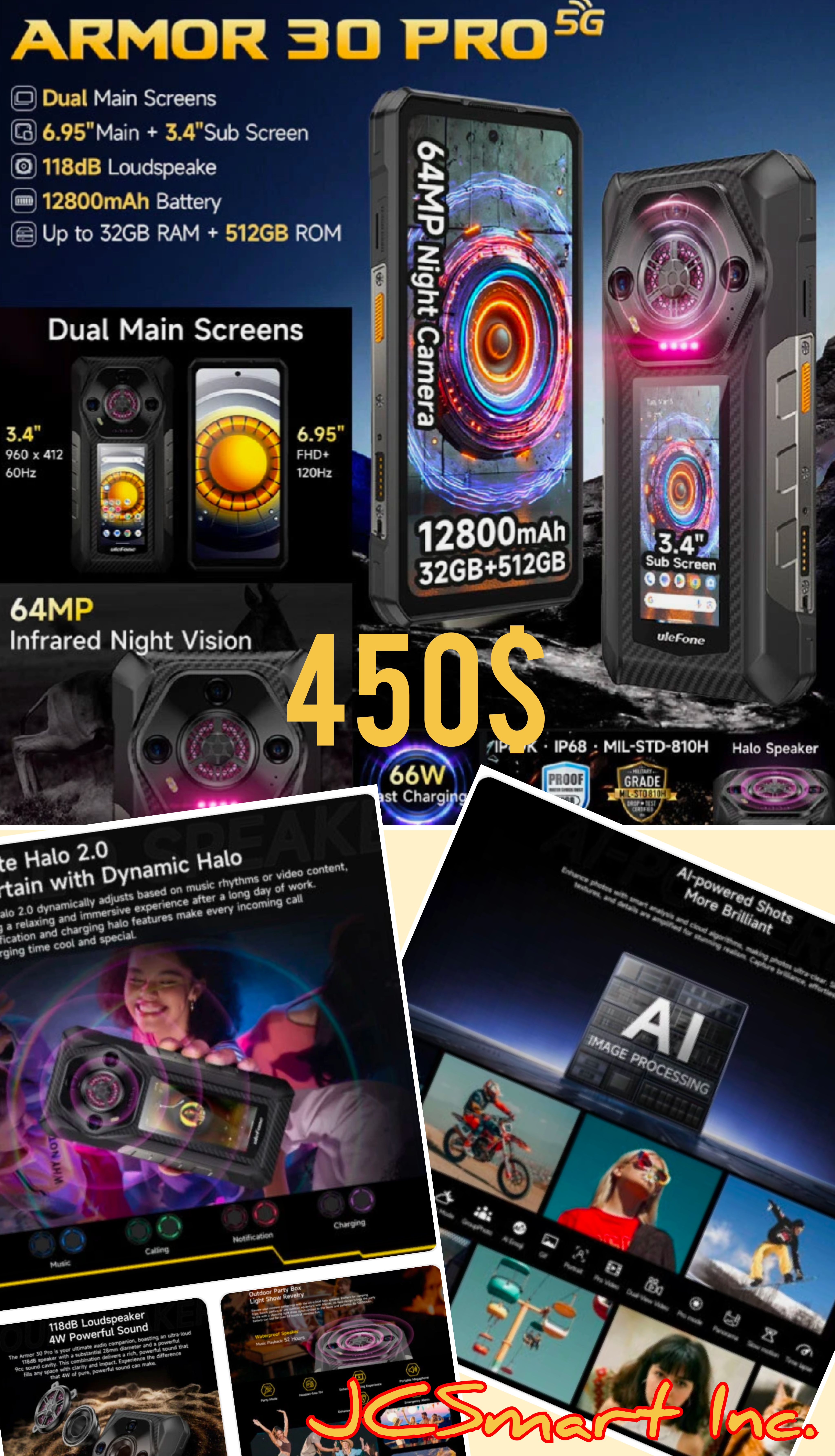 Ulefone Armor 30 Pro 5G Rugged Phone | 32GB RAM | 512GB | 12800mAh | Dual Screen