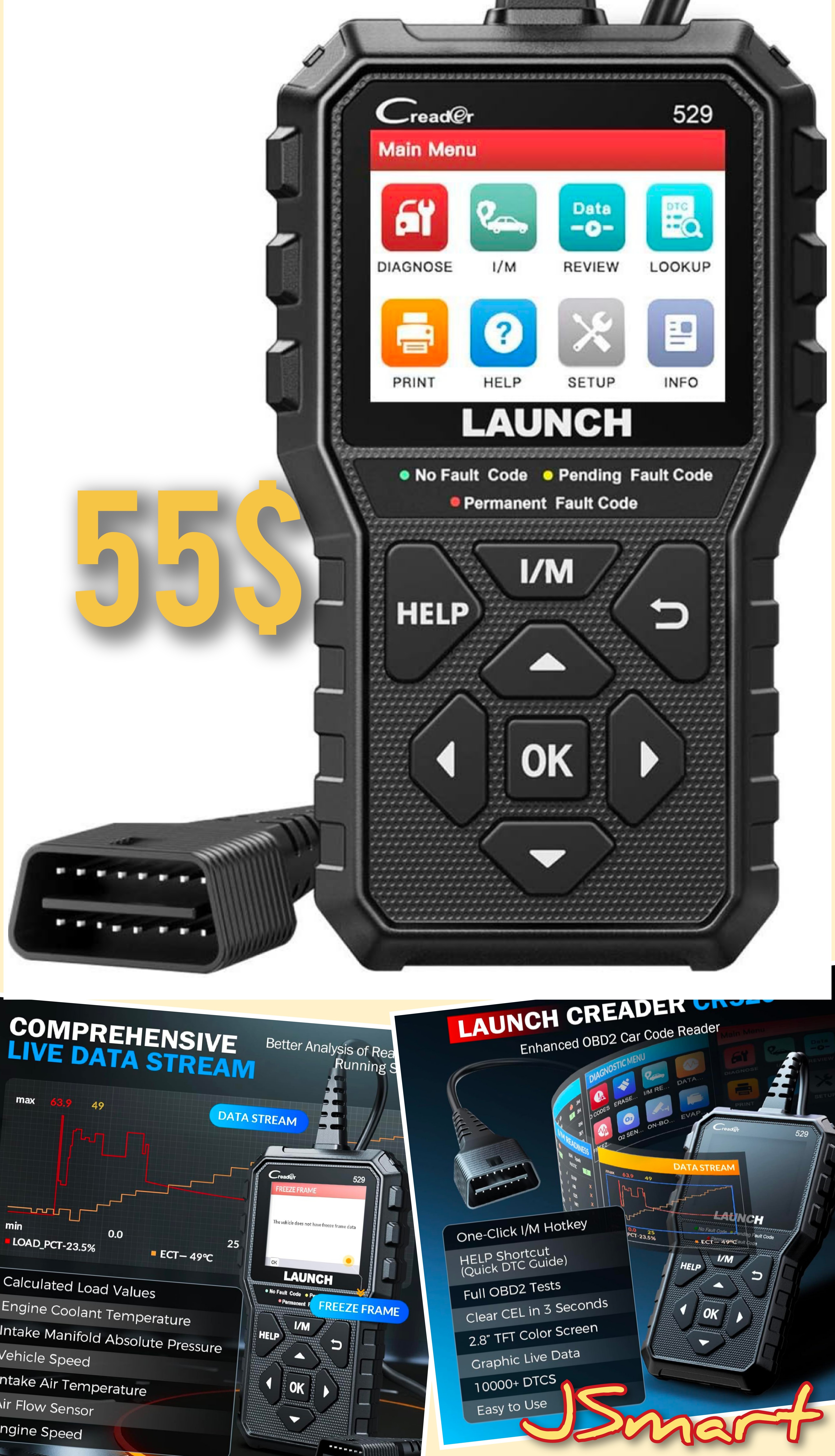 LAUNCH CReader 529 OBD2 Car Diagnostic Tool