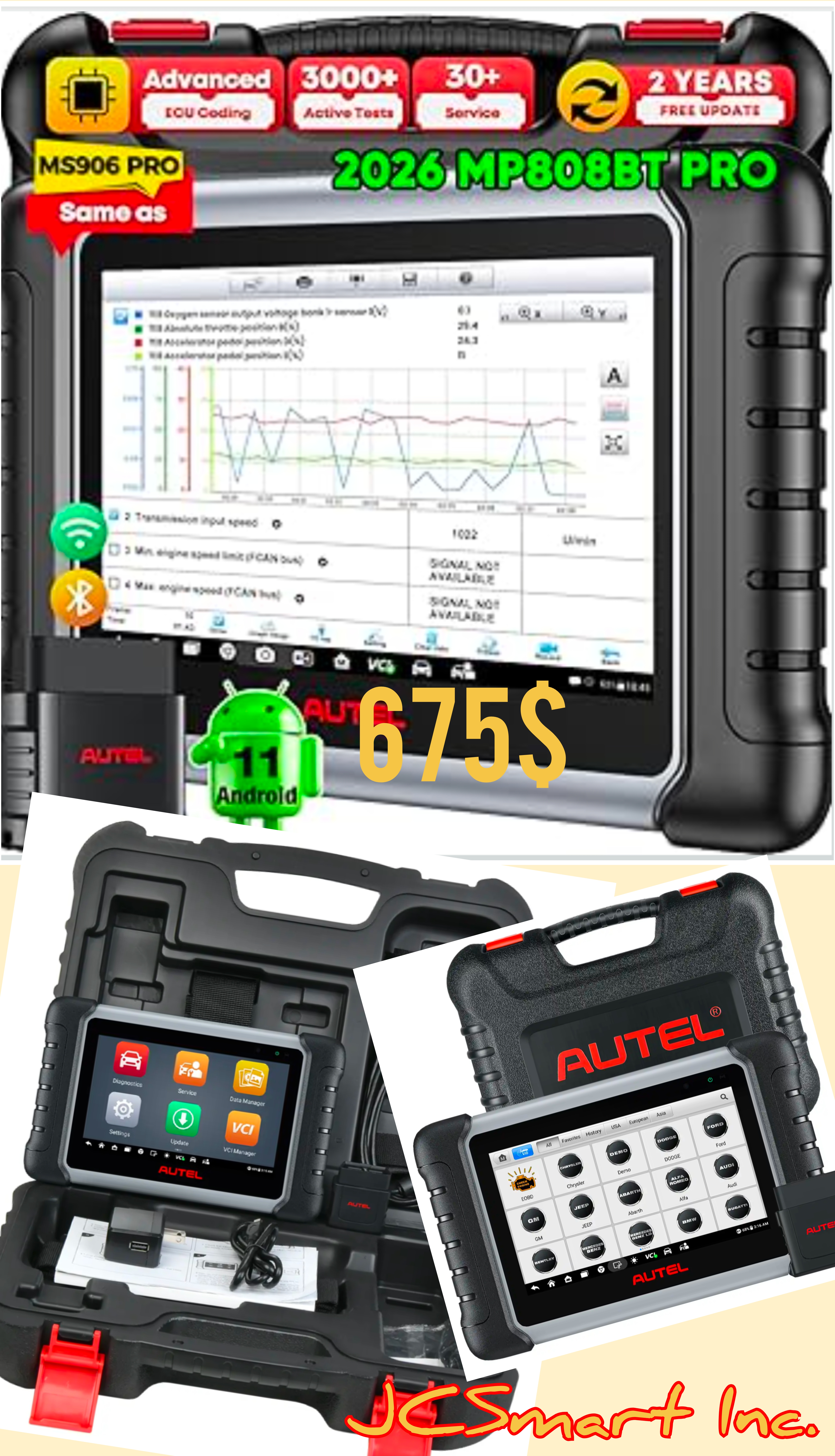 Autel MaxiPRO MP808BT PRO 2026 – Wireless Pro Diagnostic Scanner (2-Year Updates)