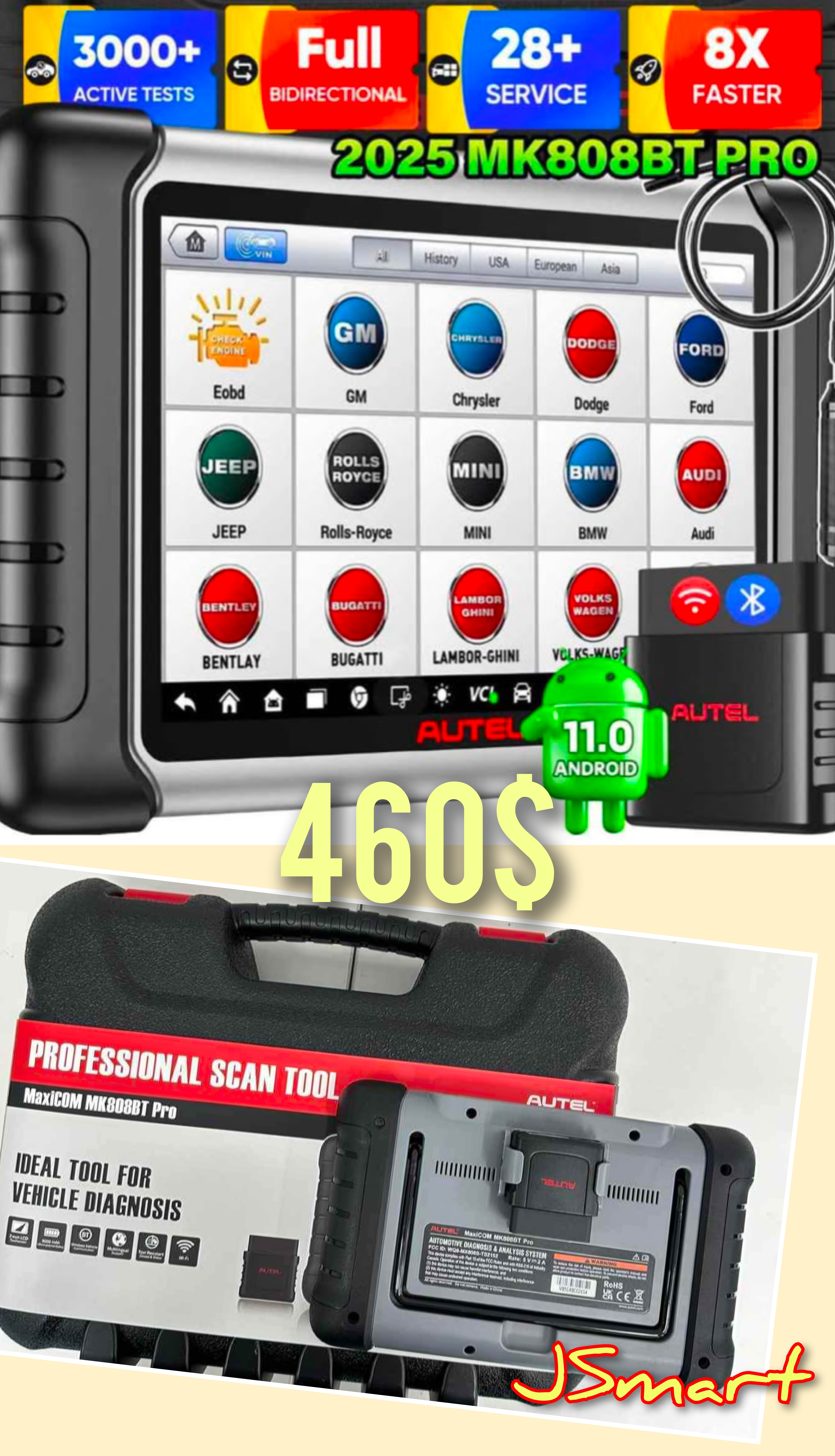 Autel MK808BT PRO 2025 Diagnostic Scanner