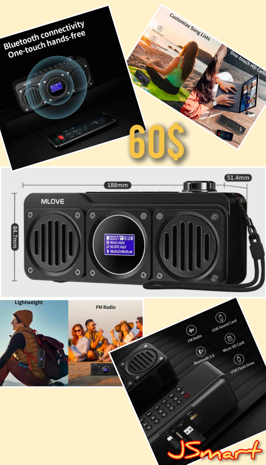 MILOVE Portable Bluetooth Speaker