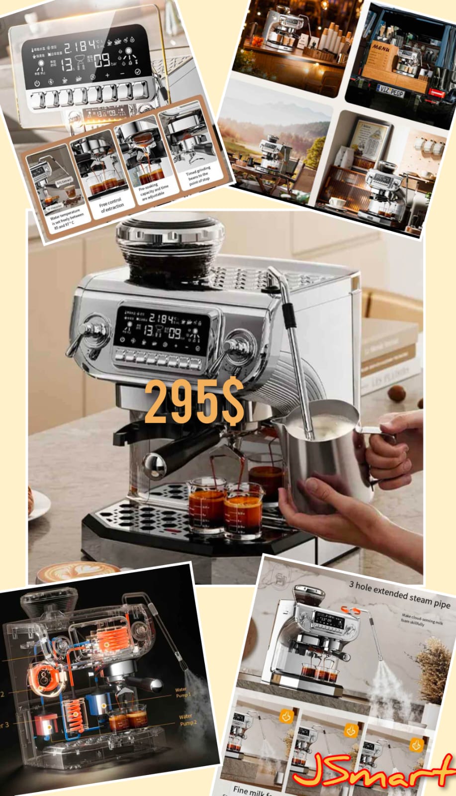 Espresso Coffee Machine with Grinder