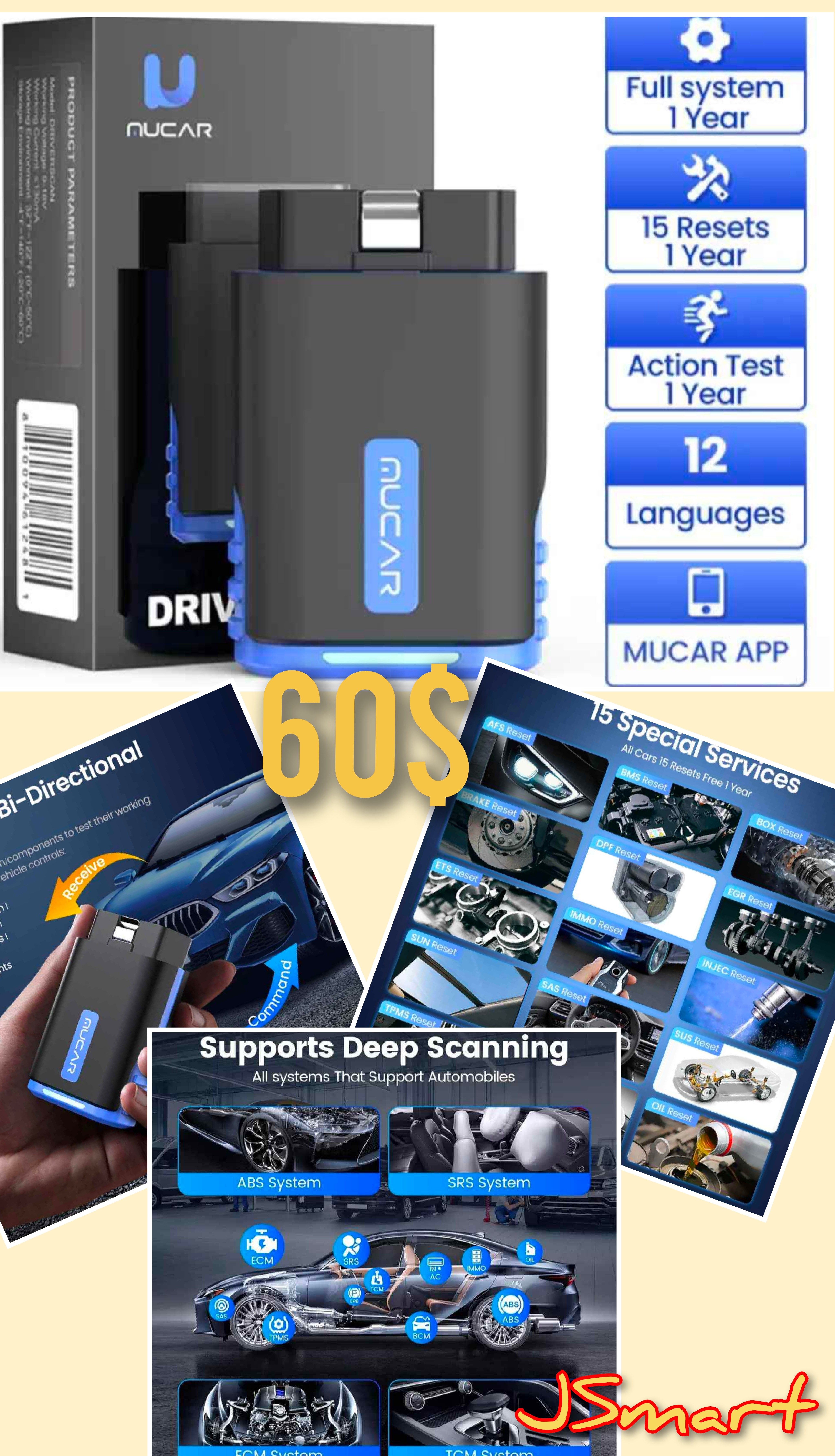 MUCAR OBD2 Diagnostic Scanner