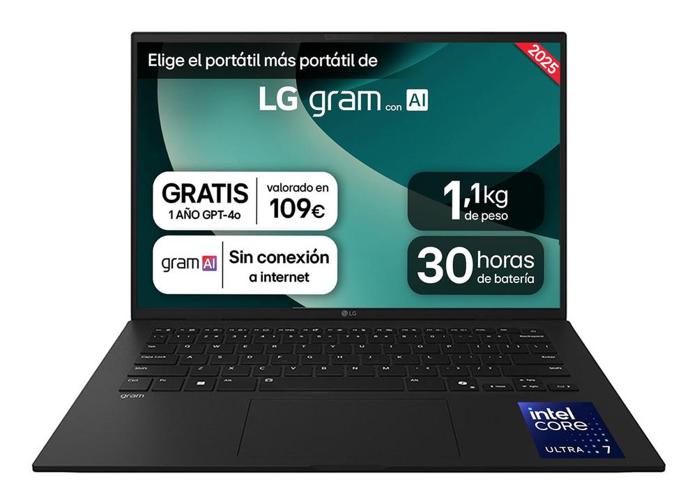 Portatil lg gram 14zd90t - g intel core ultra 7 255h 16gb ssd1tb freedos 14 pulgadas