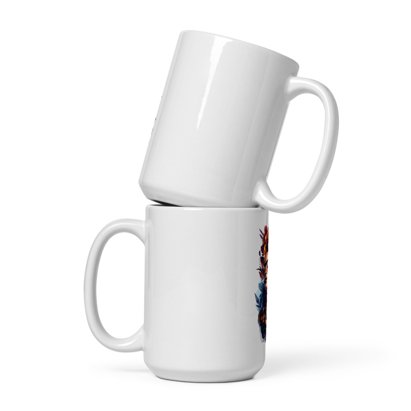 White glossy mug Frida Kahlo
