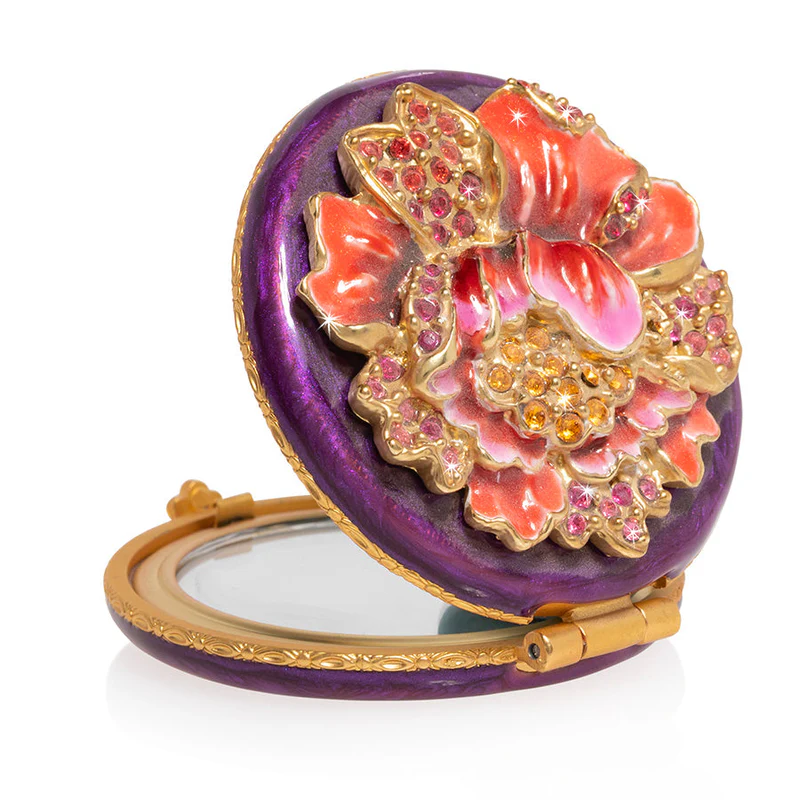 Jay Strongwater Angela Floral Round Compact
