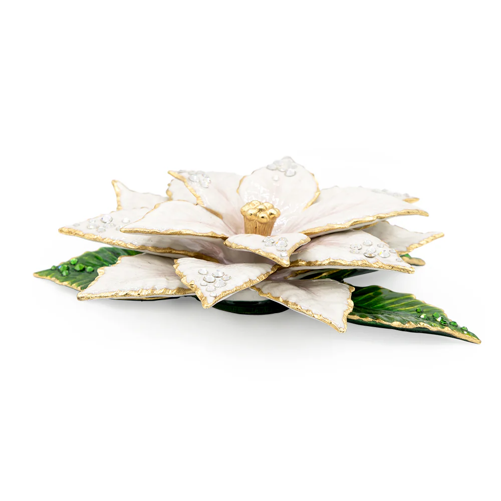 Jay Strongwater White Poinsettia Objet – Holiday Decorative Art Piece SKU: SDH1967-232