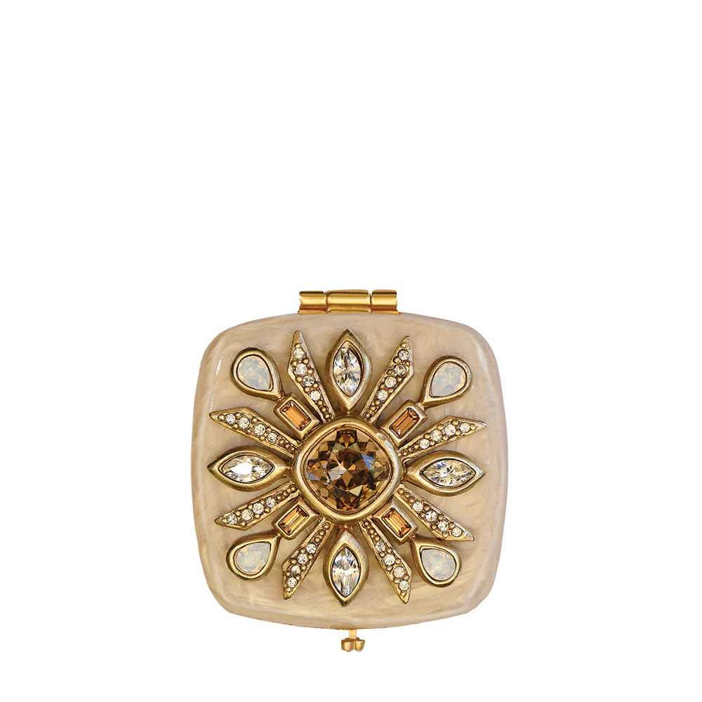 Jay Strongwater Schuyler Maltese Bejeweled Compact Golden
