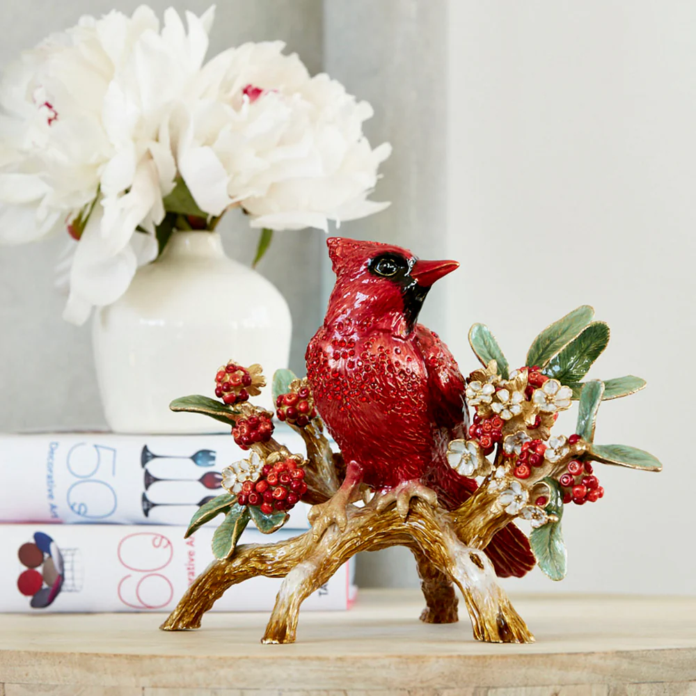 Jay Strongwater Red Cardinal On Branch Figurine – Handcrafted with Swarovski Crystals SKU: SDH1920-280