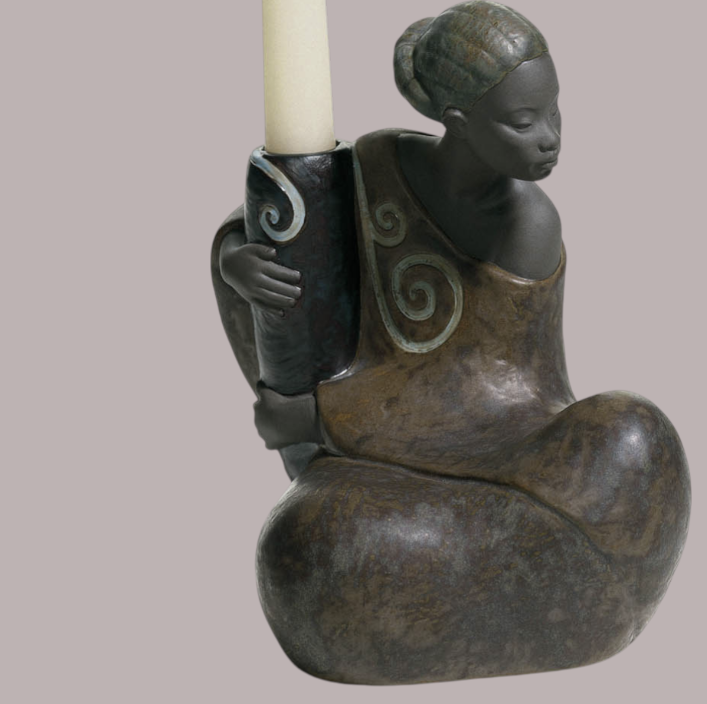 Lladro Woman with Jar Candleholder Pulse of Africa Stoneware Figurine 01012500
