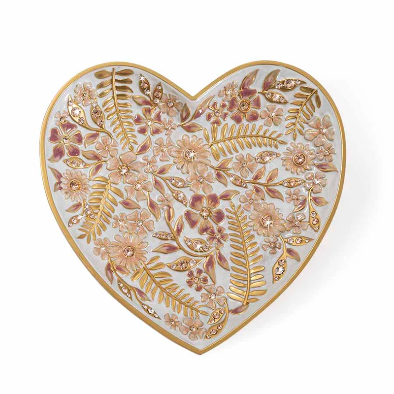 Jay Strongwater Aria Floral Heart Trinket Tray Pink