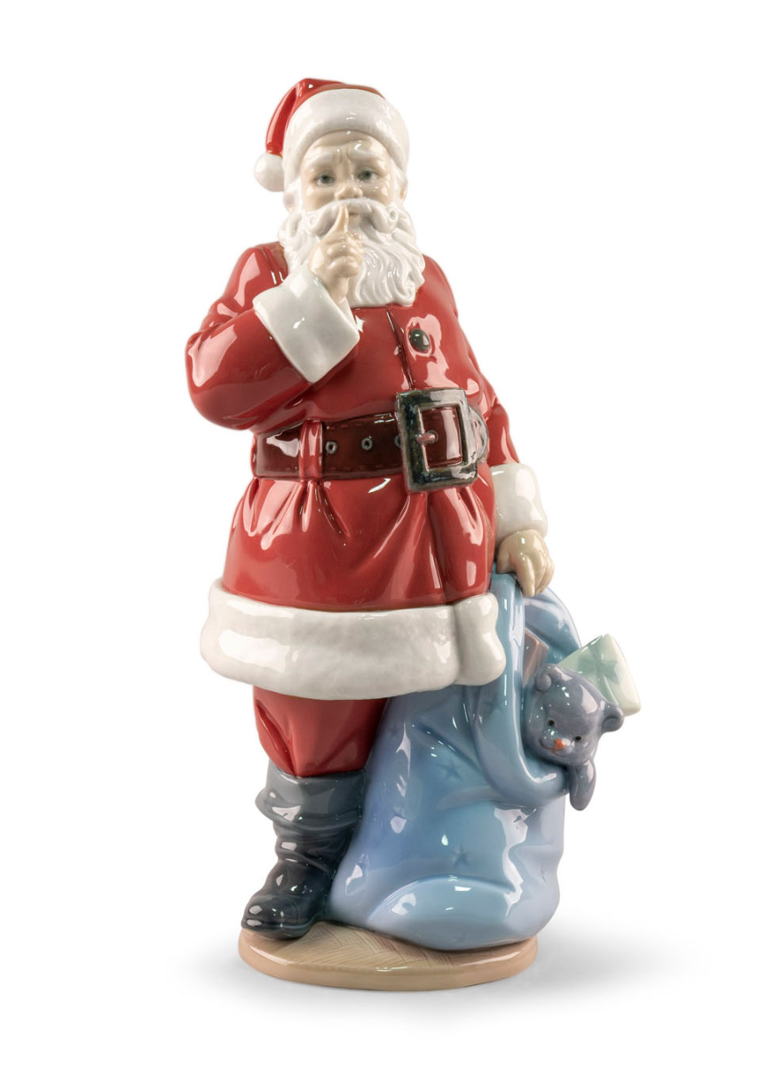 Lladró Santa Is Here Sculpture – Gloss Porcelain Santa Claus Figurine (01009485)