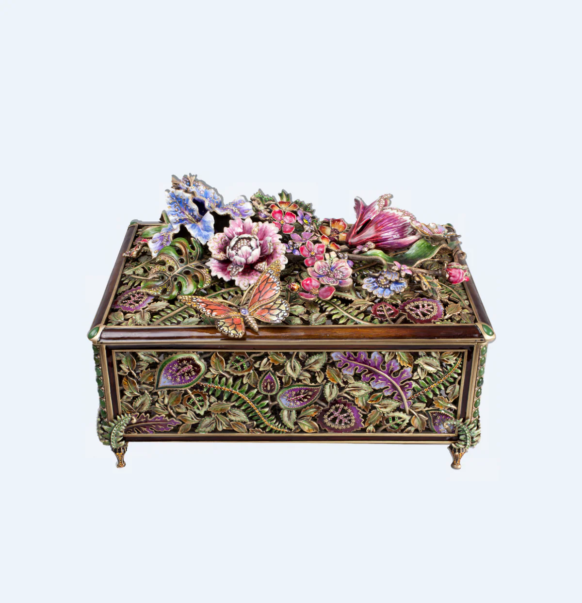 Jay Strongwater Genevieve Grand Floral Chest Flora & Fauna Box SDH7317-456