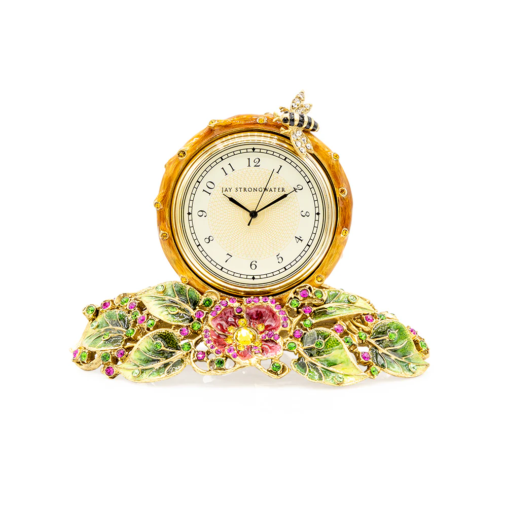 Jay Strongwater Mayfair Leaf and Bee Clock