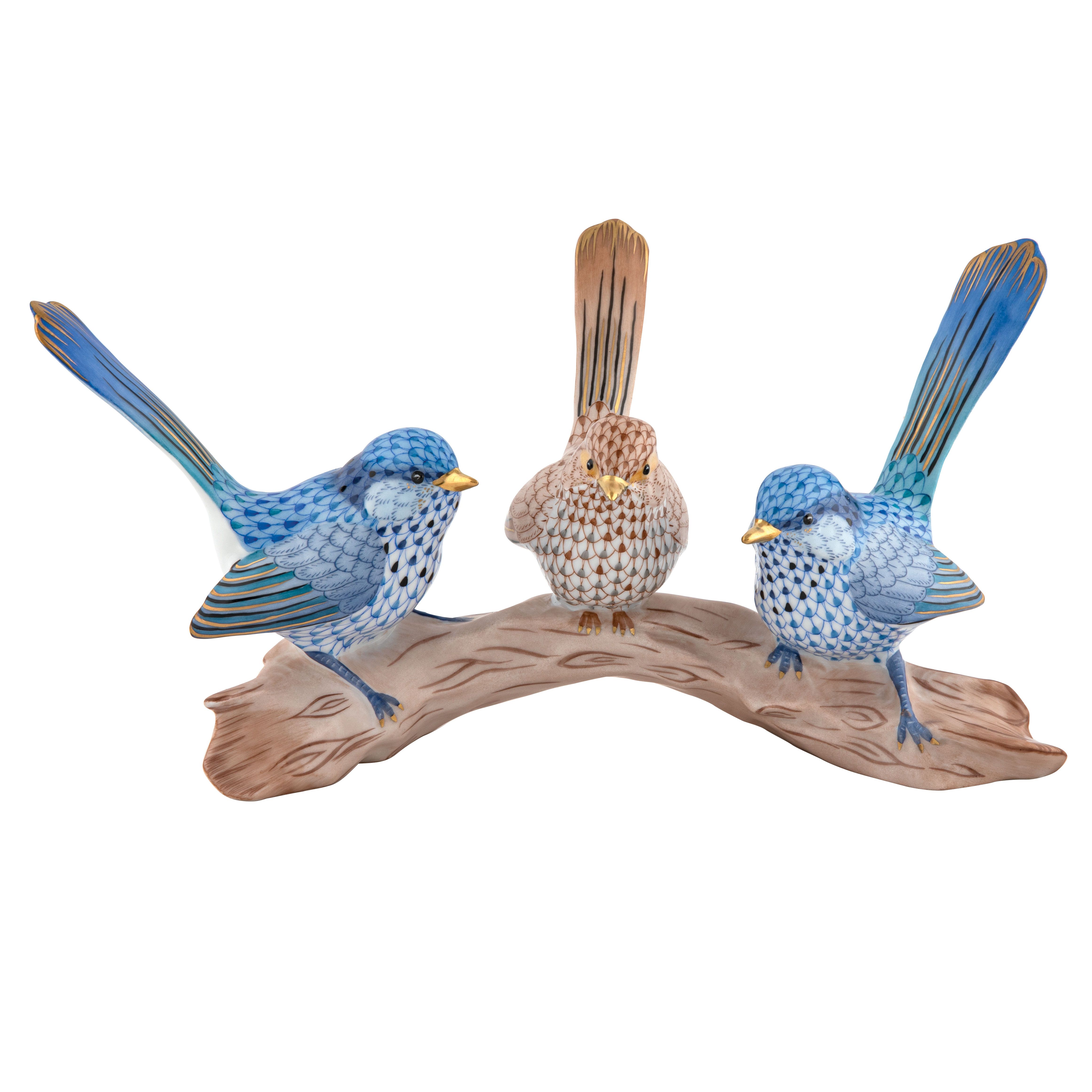 Herend Trio of Splendid Fairywrens 