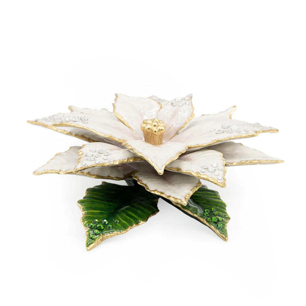 Jay Strongwater White Poinsettia Objet – Holiday Decorative Art Piece SKU: SDH1967-232