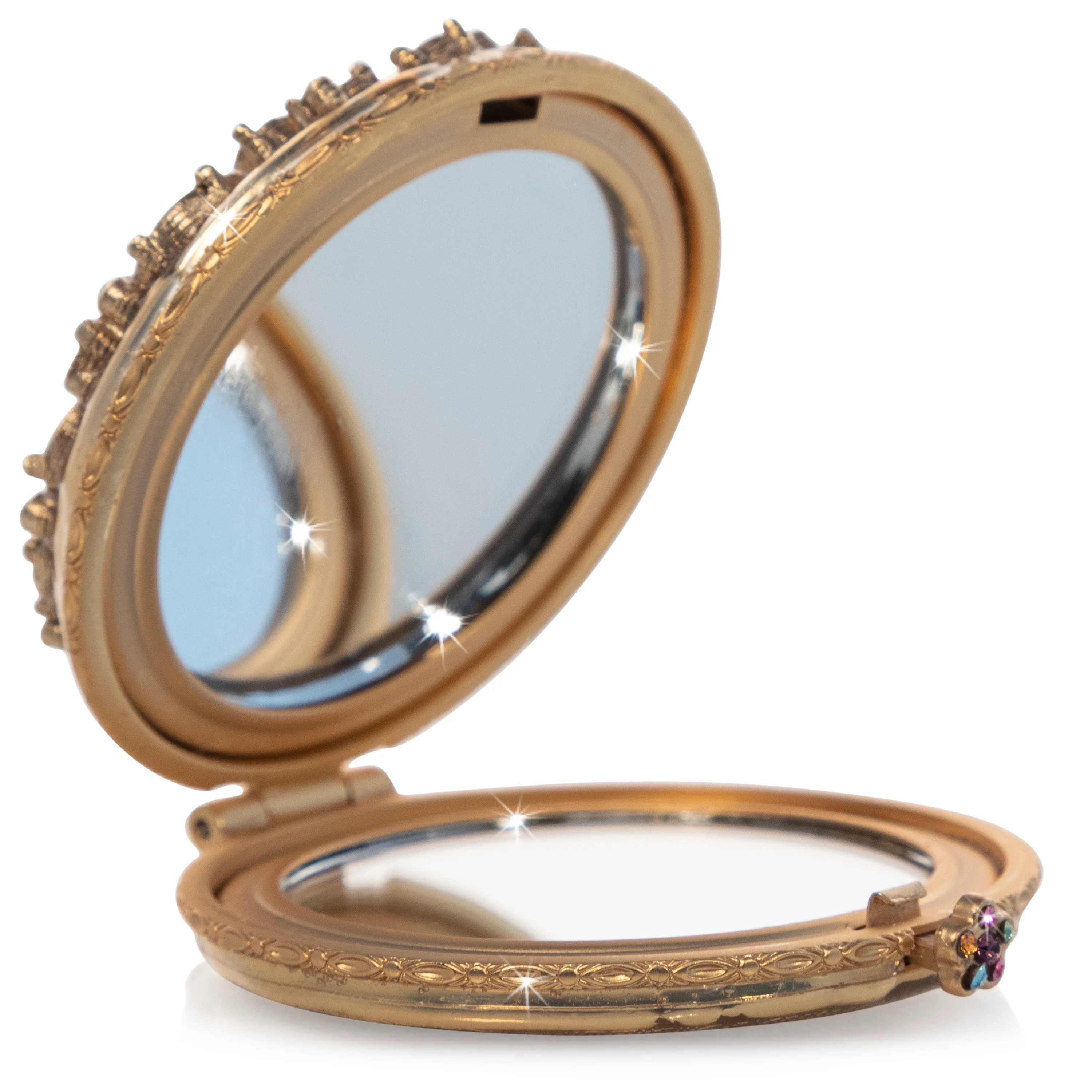 Jay Strongwater Helena Round Jeweled Compact