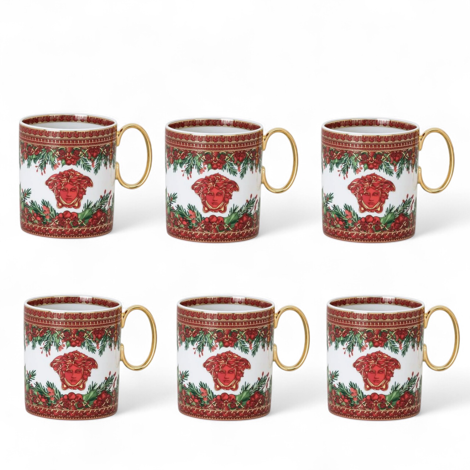 SET of 6 CUPS – Versace I Love Baroque Holiday Mug with Handle  Brand New – 2025 Collection 19335-409960-15505