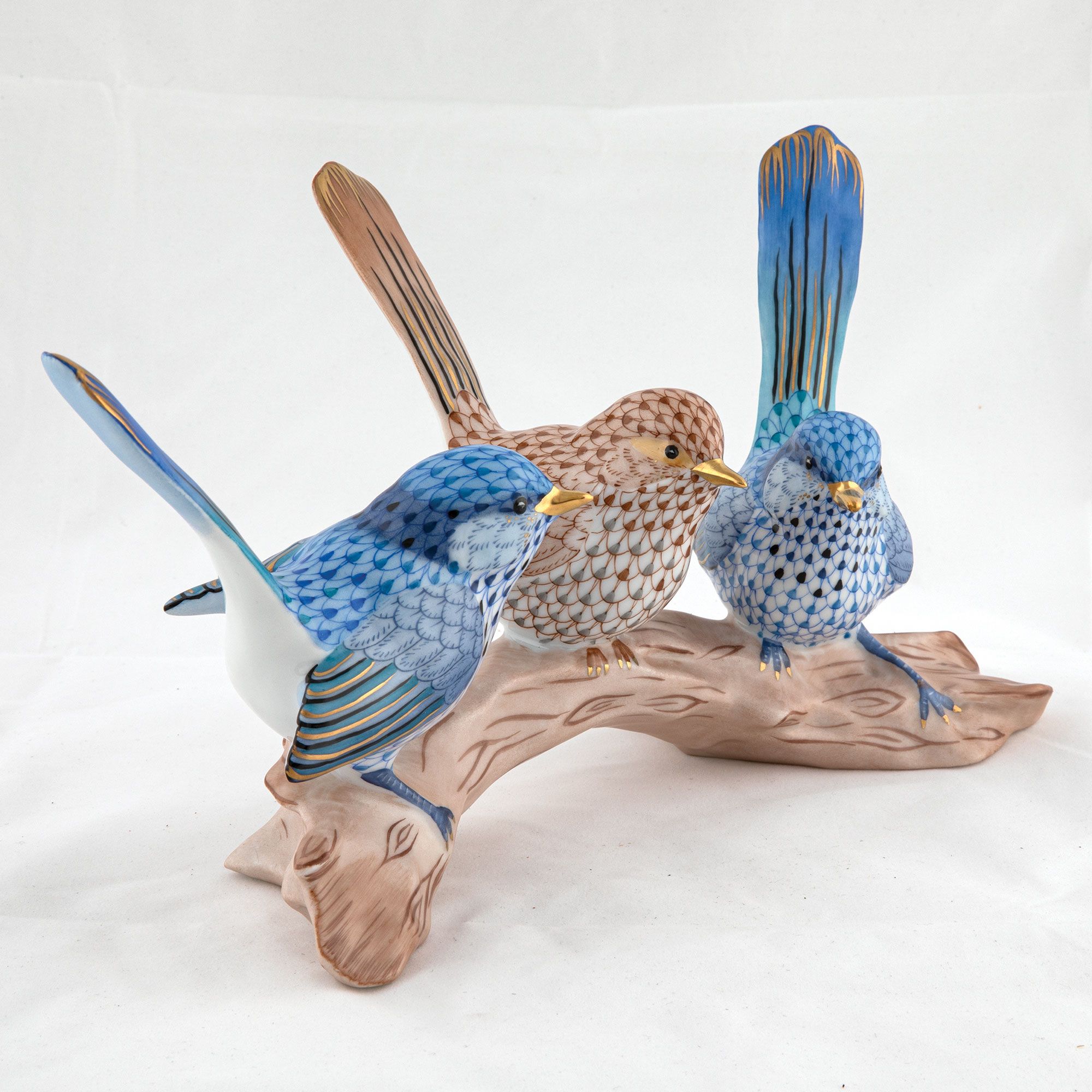 Herend Trio of Splendid Fairywrens 