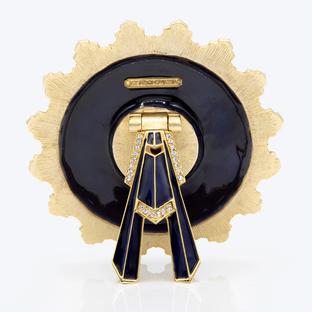 Jay Strongwater Clarence Art Deco Clock Delft Garden